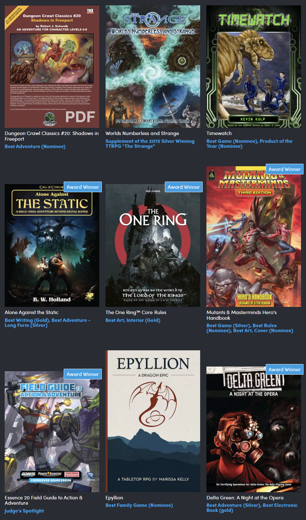 Humble Book Bundle – Award Winning & Nominated Tabletop RPGs – The Kind GM