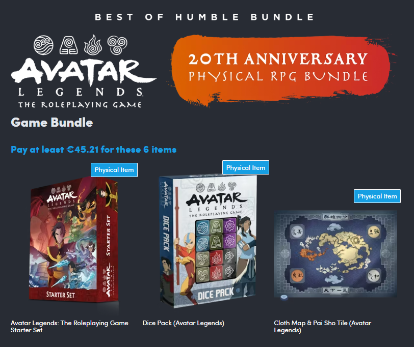 Humble Bundle – Avatar Legends: 20th Anniversary Physical RPG Bundle ...